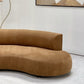 Curved Dark Caramel Chambray Velvet Sofa