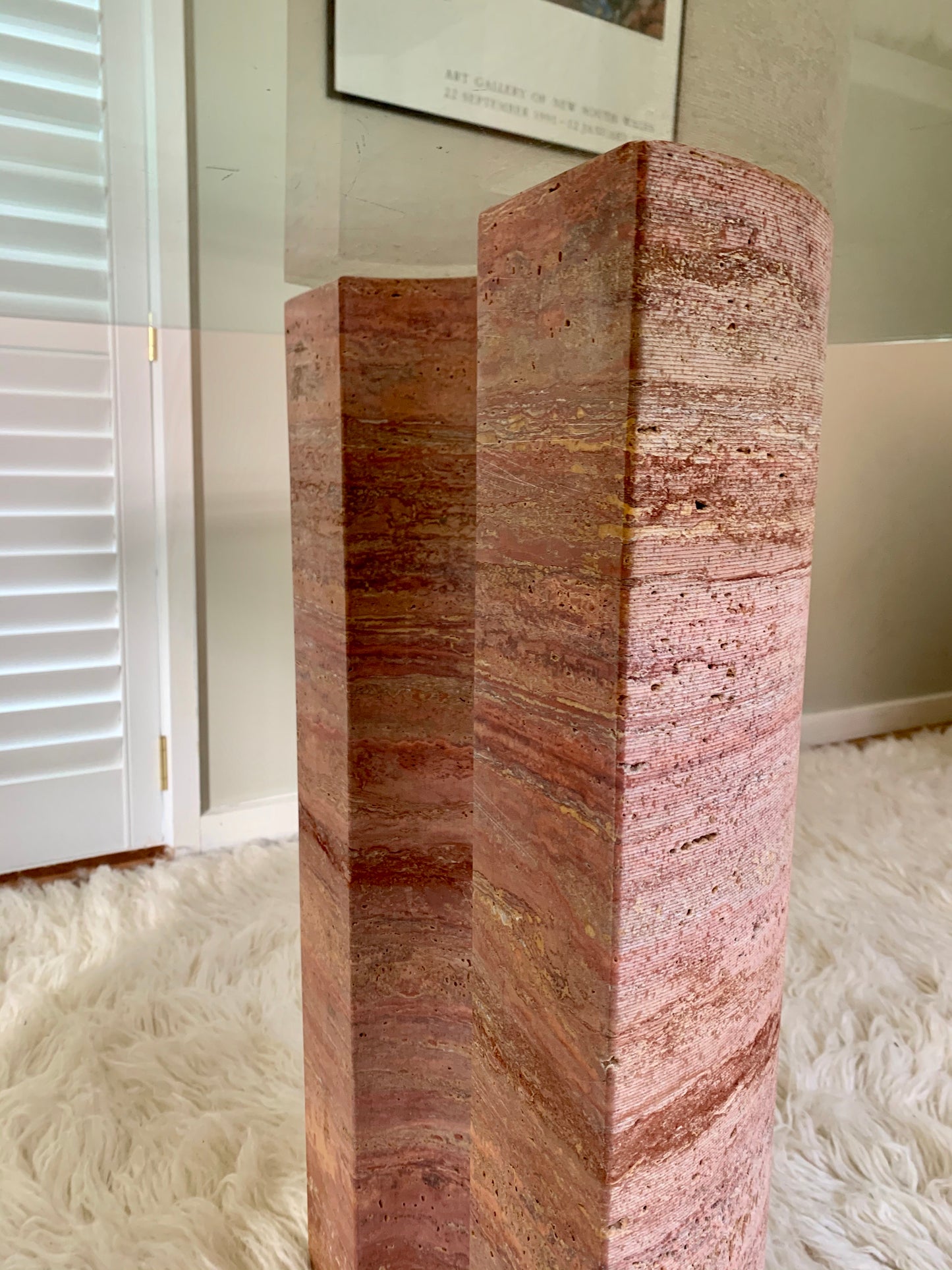 Rare Pink Travertine Table