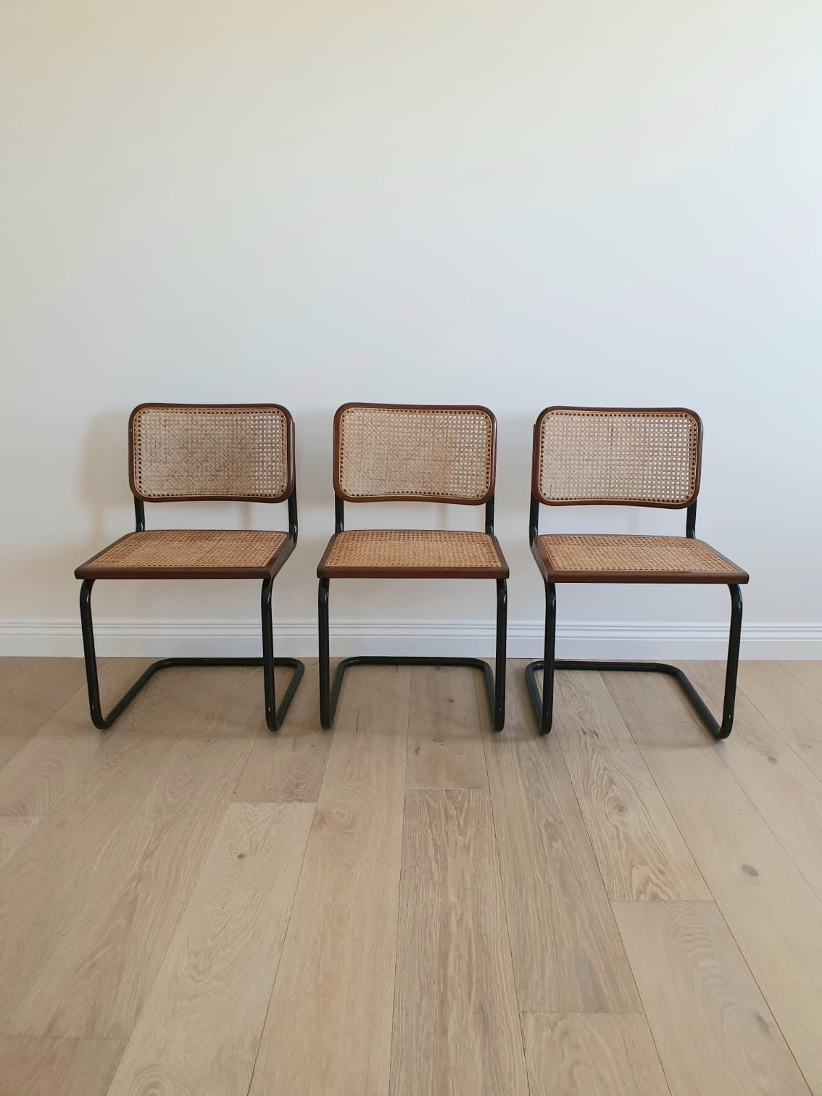 Set of Vintage Cane Cantilever Dining Chairs