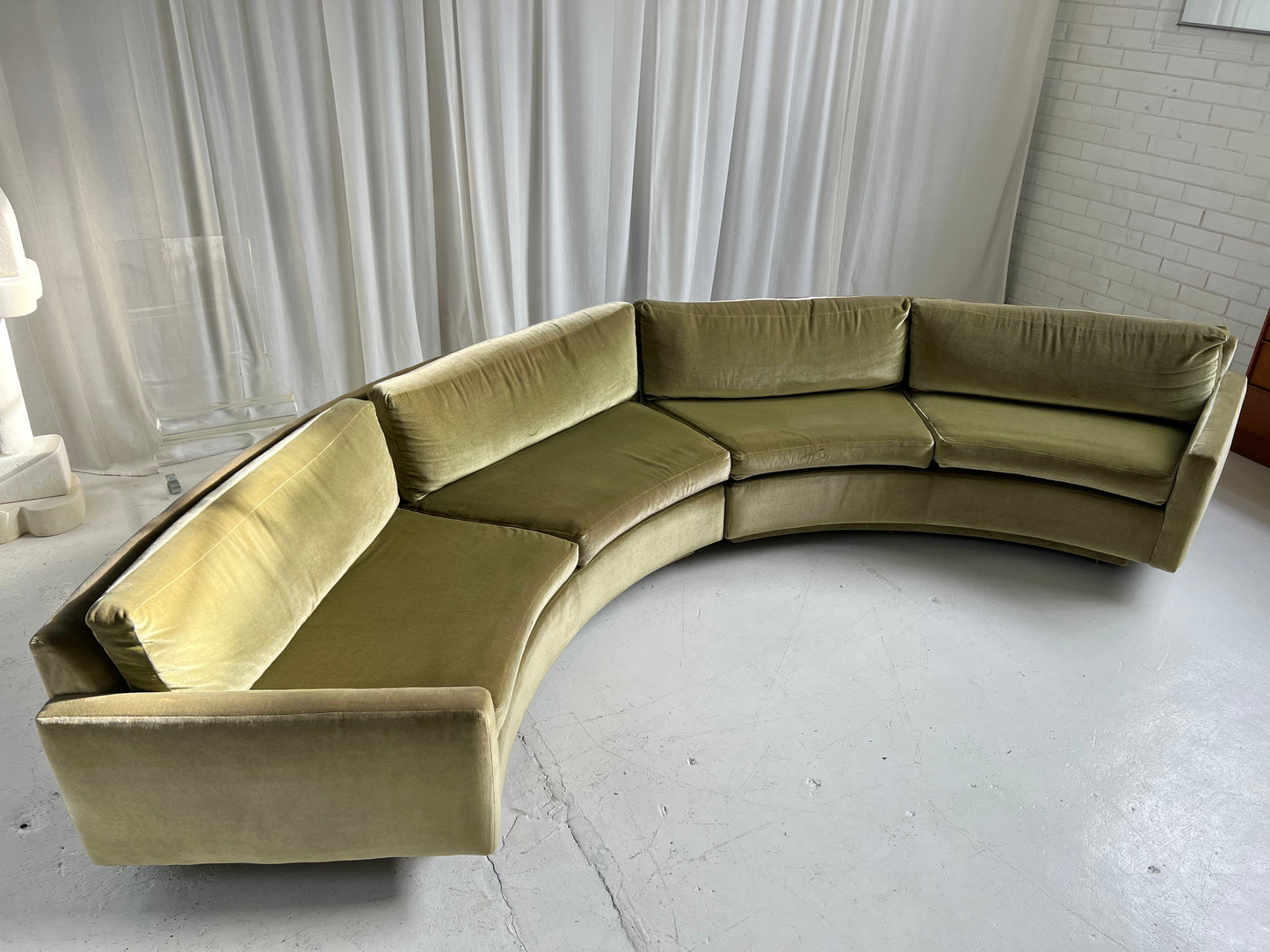 - Vintage Velvet Curved Modular Sofa