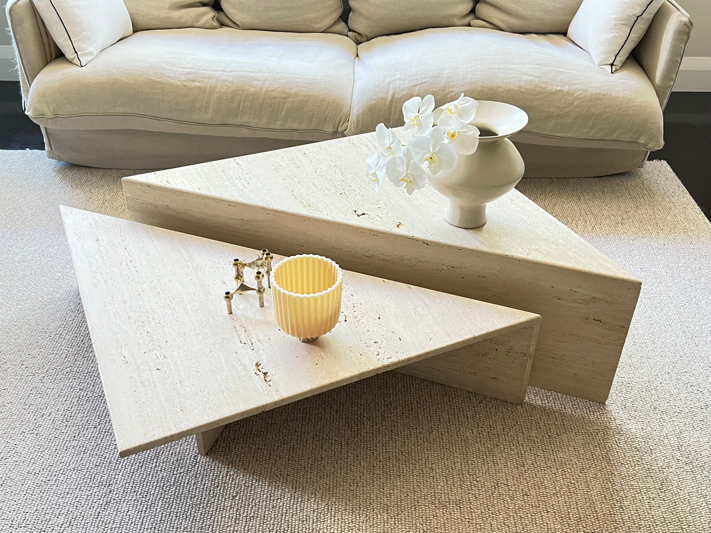 Vintage Italian Split Unfilled Travertine Coffee Table