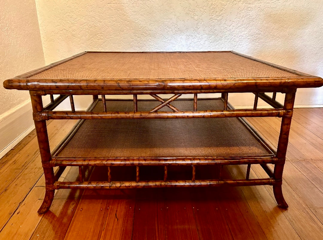- Tortoiseshell Bamboo & Cane Coffee Table
