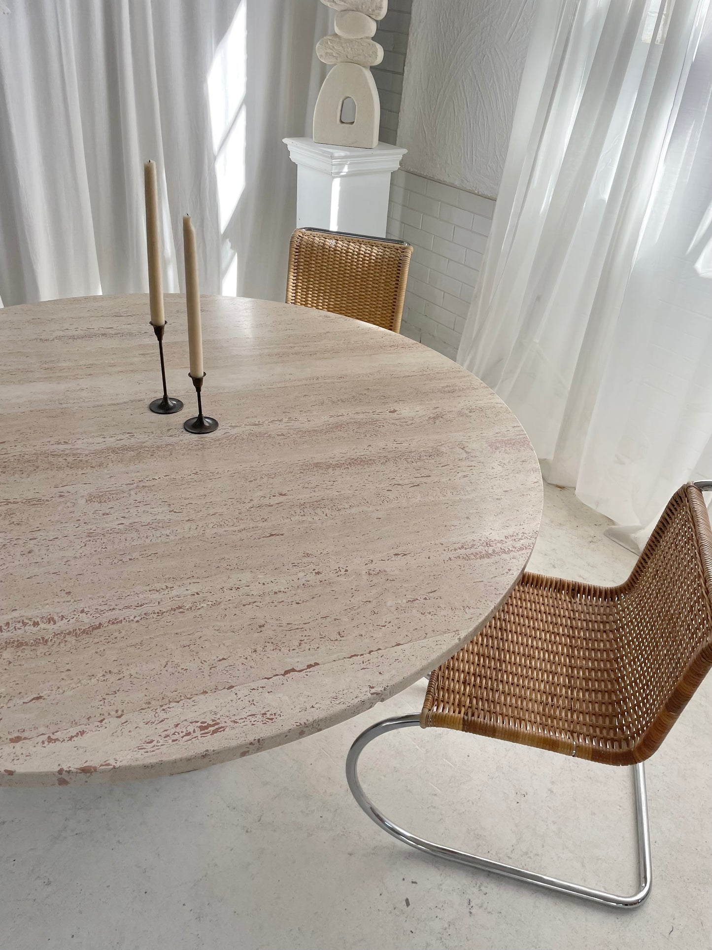 Stunning Large Round Travertine Dining Table