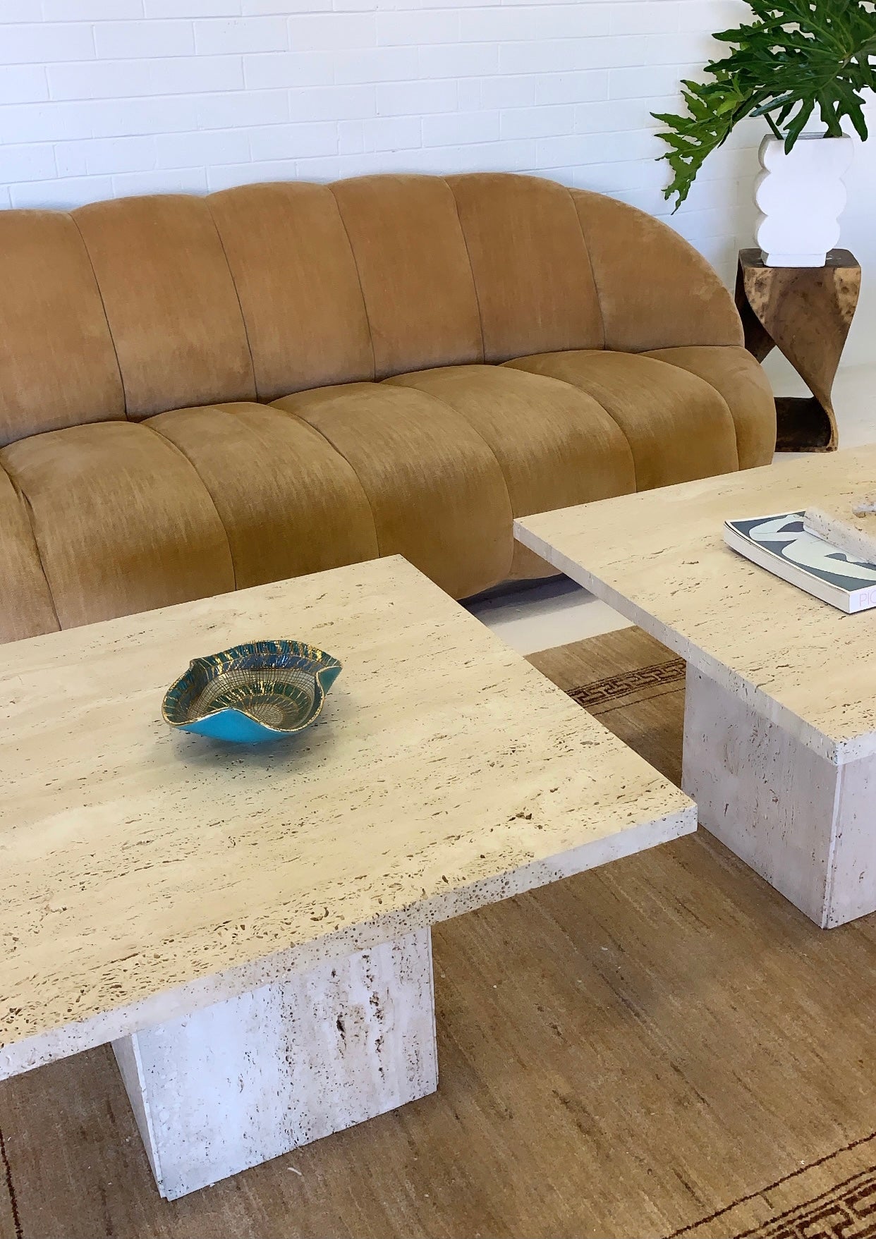 Unfilled Travertine Side Table/ Coffee Table