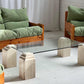 Vintage Glass & Travertine Coffee Table