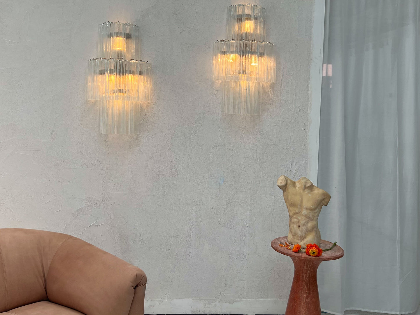 Murano Sconce - Venini TRONCHI CLEAR - One Available