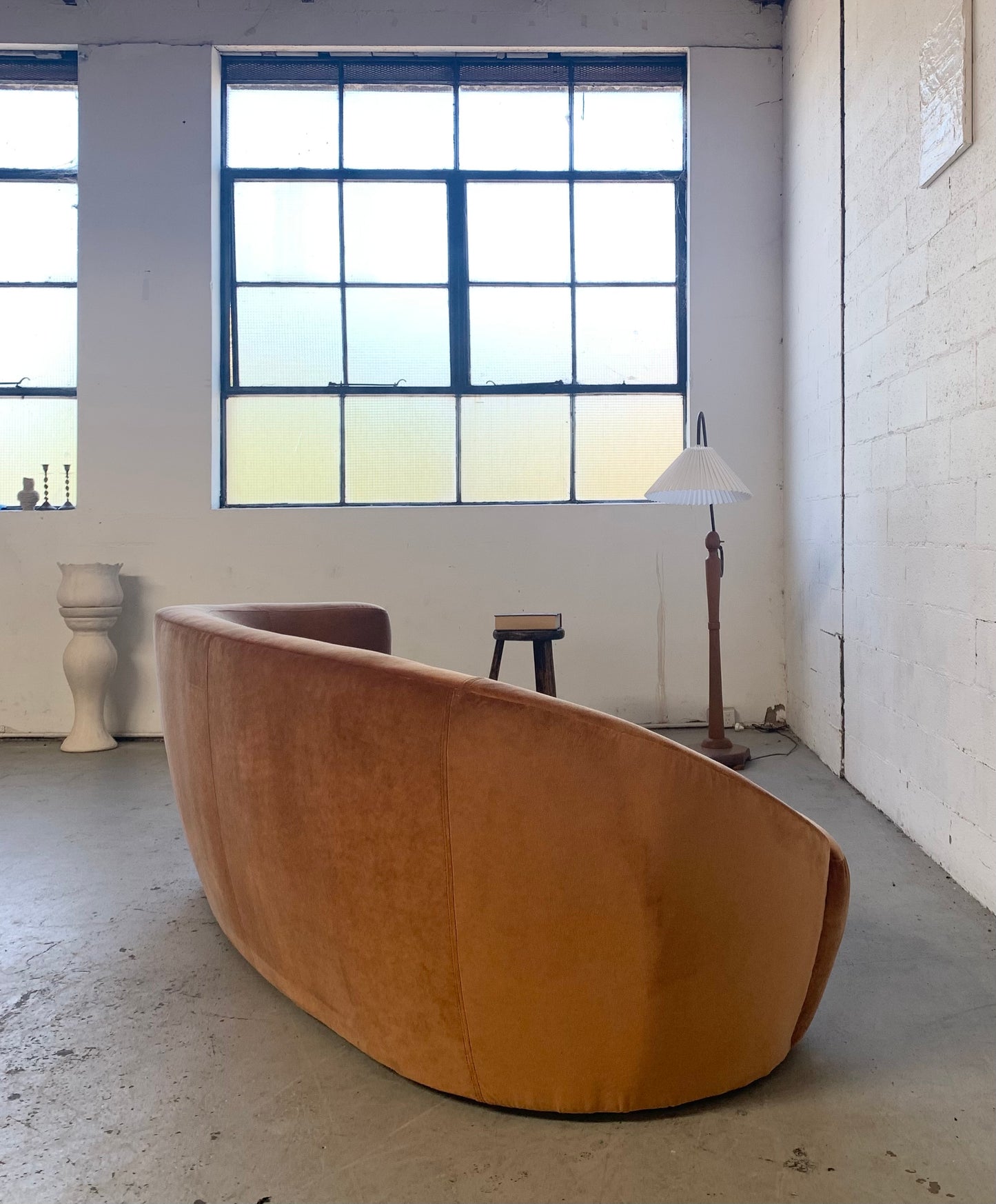 Bespoke Curved Sofa in Ginger Velvet
