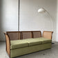 Refurbished Velvet & Rattan Sofa, Circa 1960-70