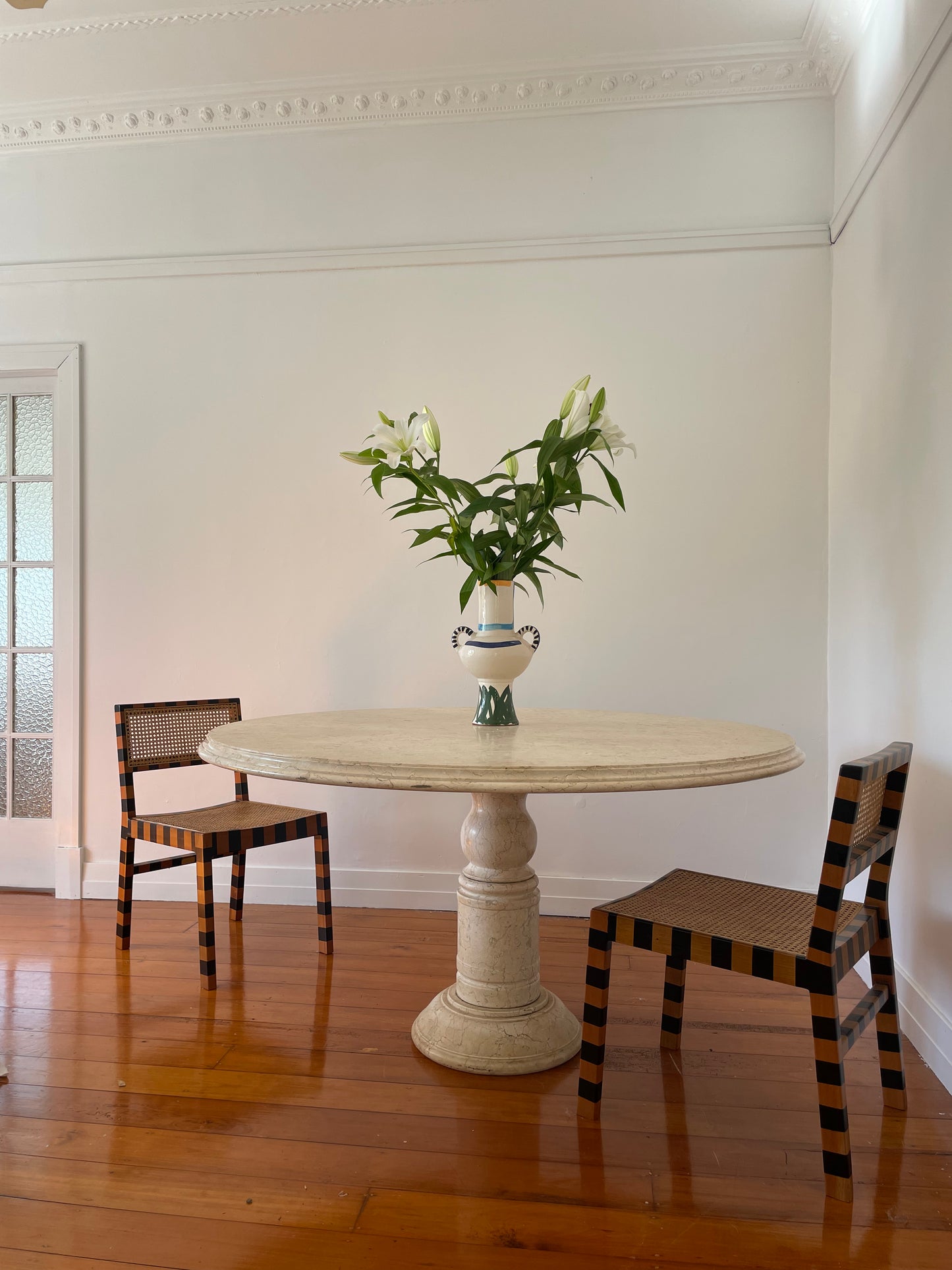 Large Vintage Marble Dining Table