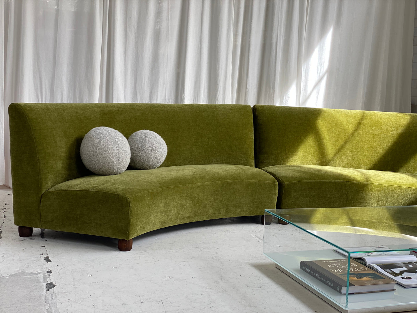 Bespoke Olive Curved Modular Sofa