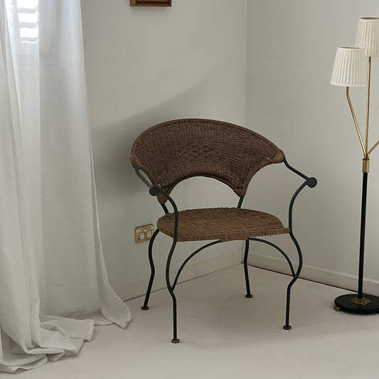 - Curvy Iron and Cane Armchair