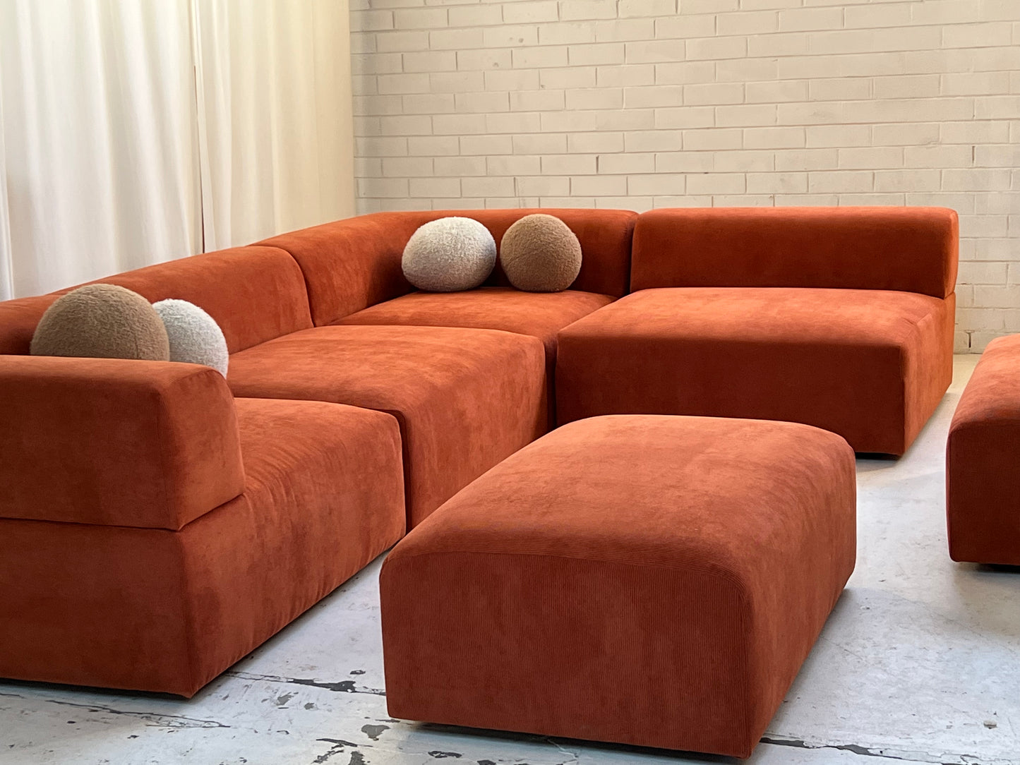 Bespoke Large Corduroy Modular Sofa Set