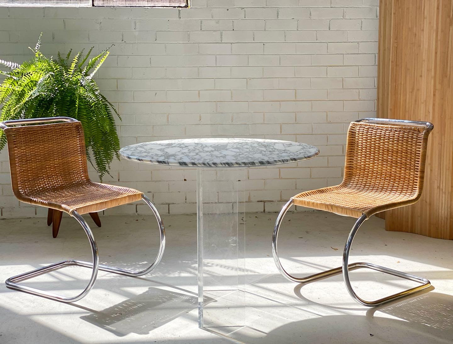 Custom Calcutta Marble & Lucite Table