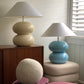 Powder Blue Double Bubble Lamp with White Conical Shade