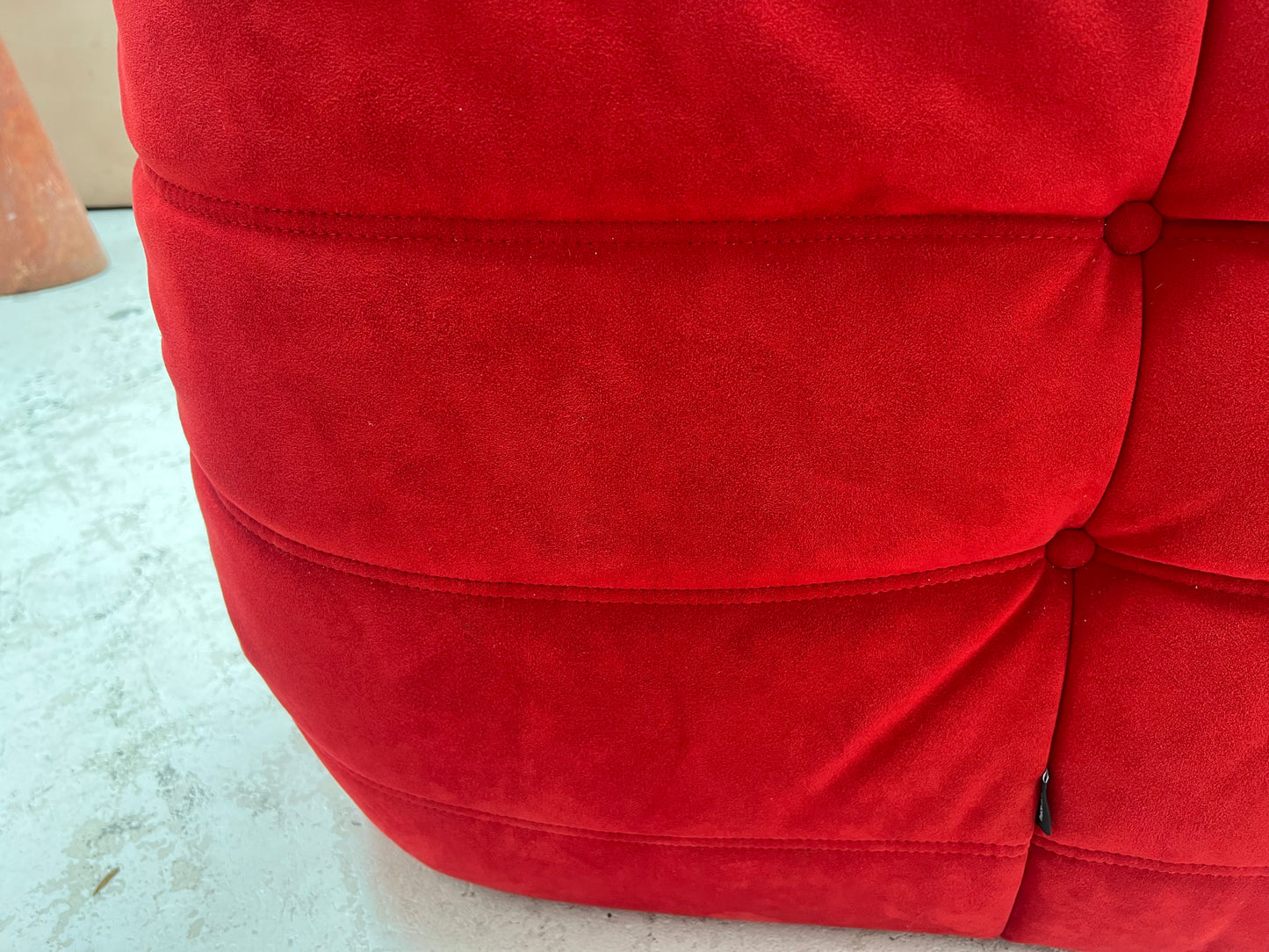 Vintage Ligne Roset Togo Fireside & Ottoman Set - Red Suede