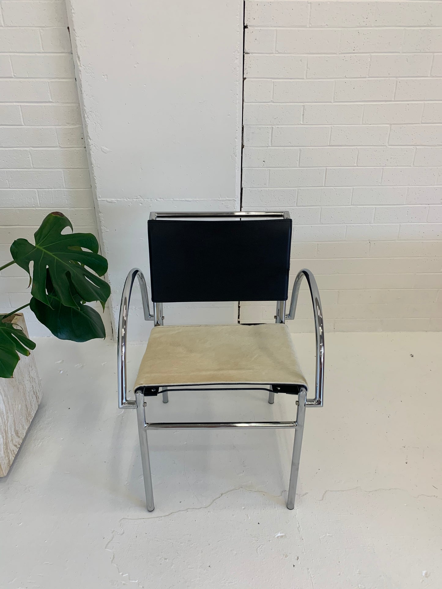 Tubular Chrome Chair with Cowhide Seat