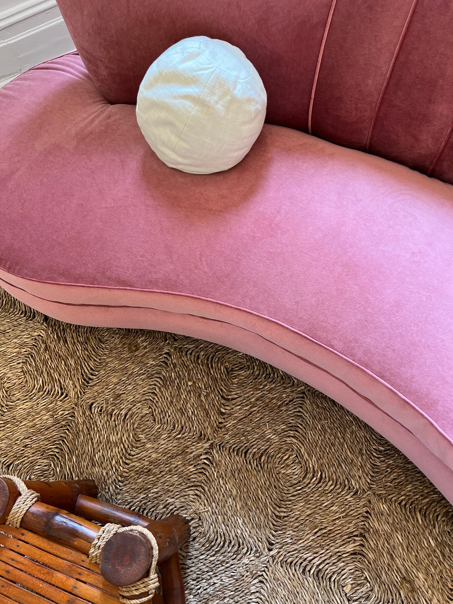 Sculptural Pink Velvet Sofa