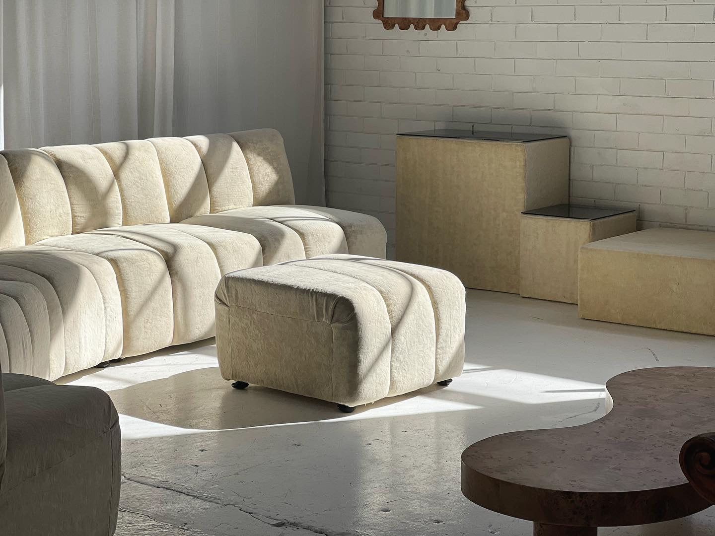 - Soft Cream Curved Modular Sofa Set