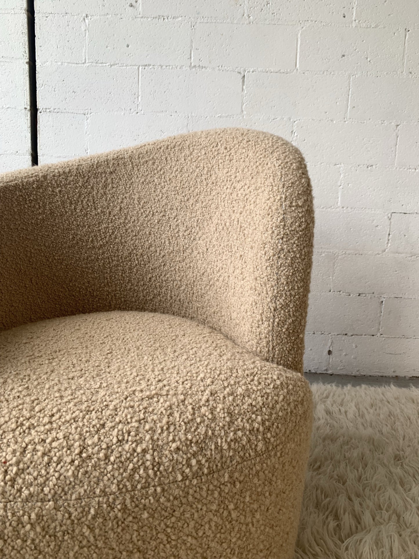 Vladimir Kagan-Style Swivel Chair in Wool Boucle - Two Available
