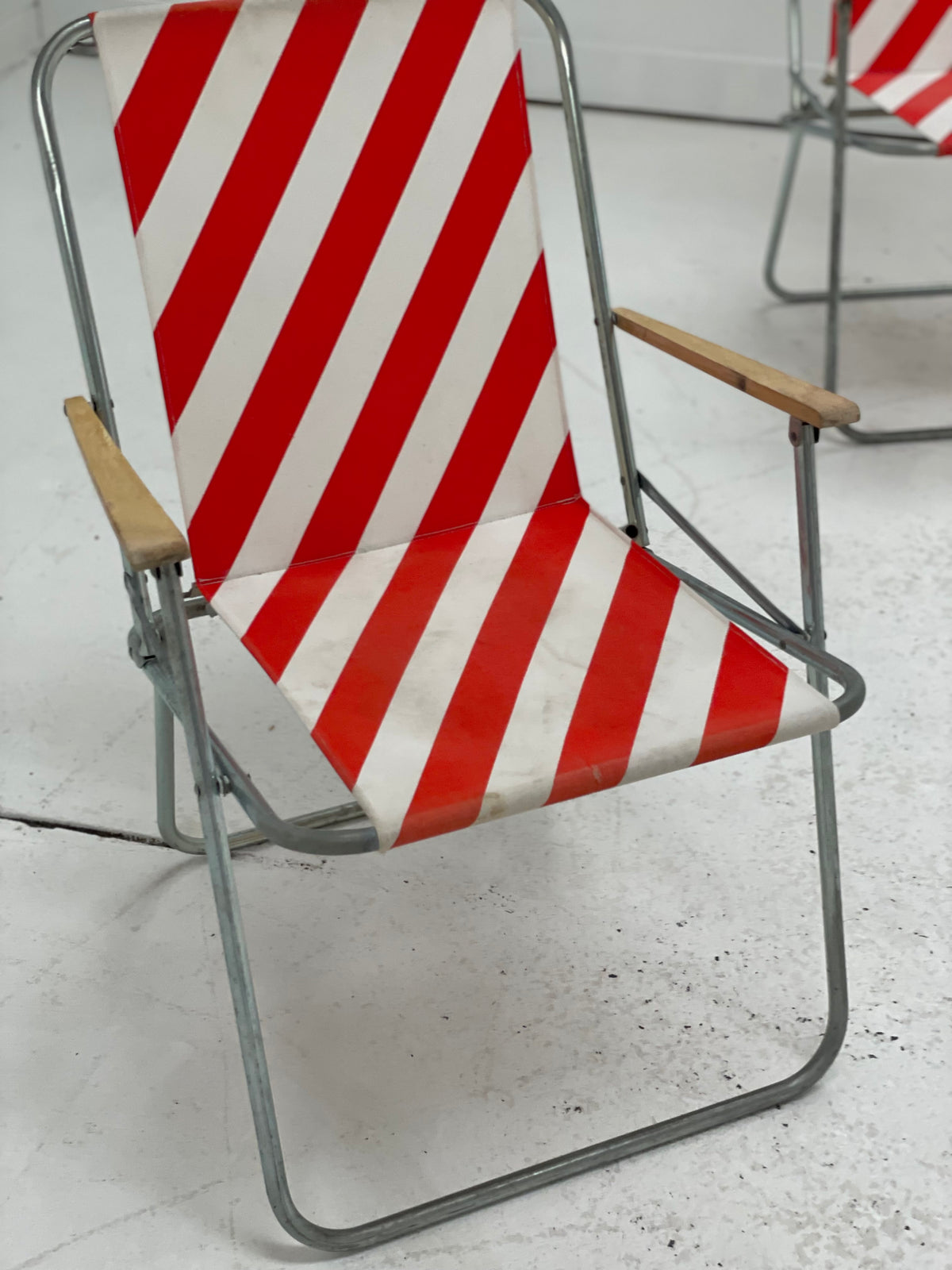 Striped Outdoor Folding Chairs- Set of Seven