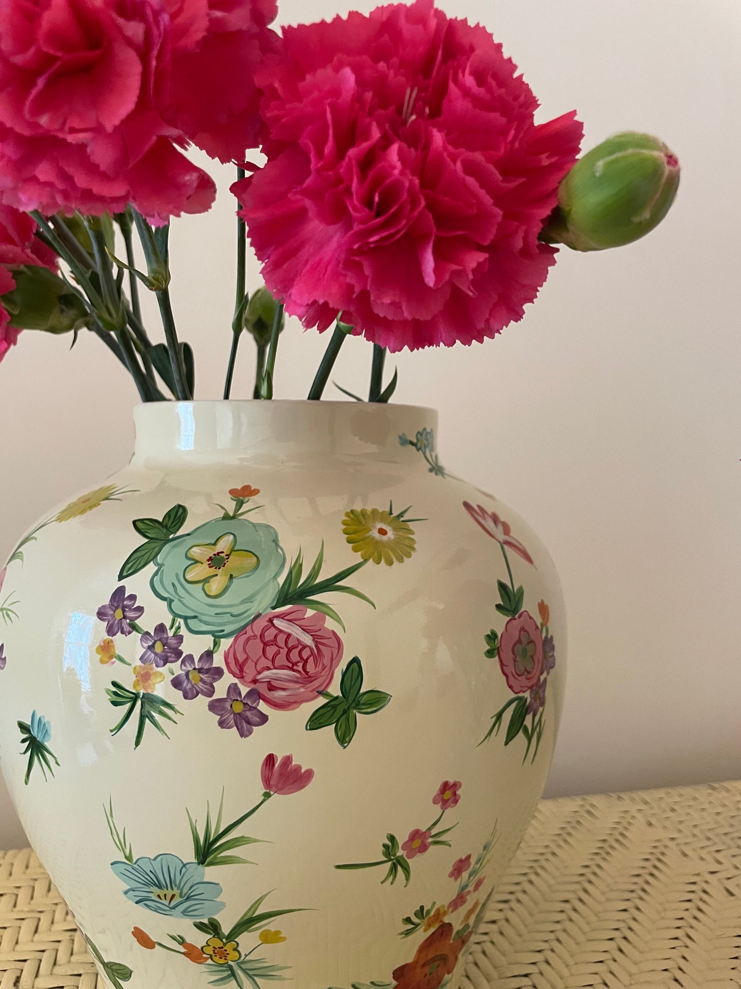 Vintage Vase With Handpainted Motif - Five Available