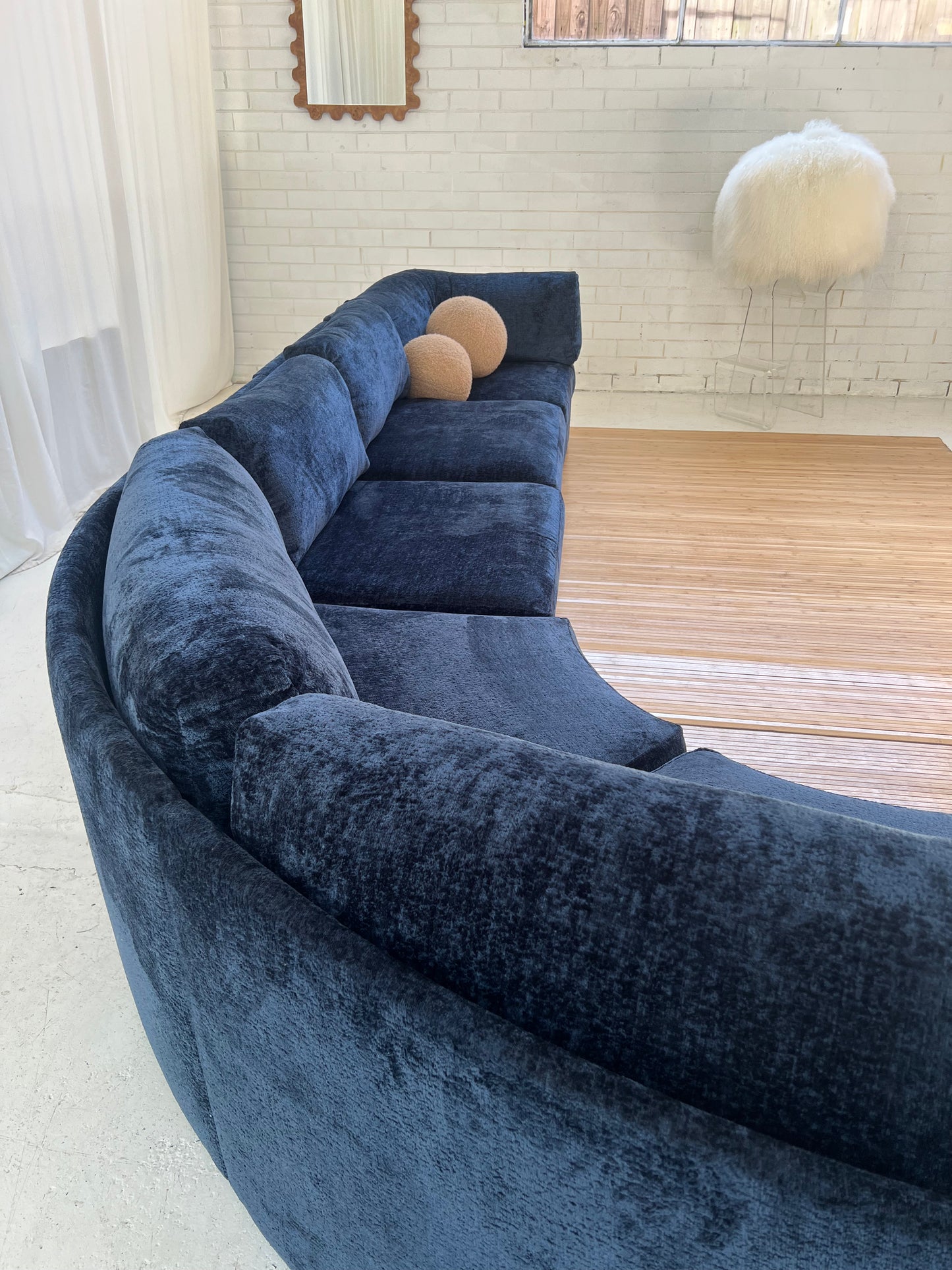 - Bespoke Curved Midnight Chenille Modular Sofa
