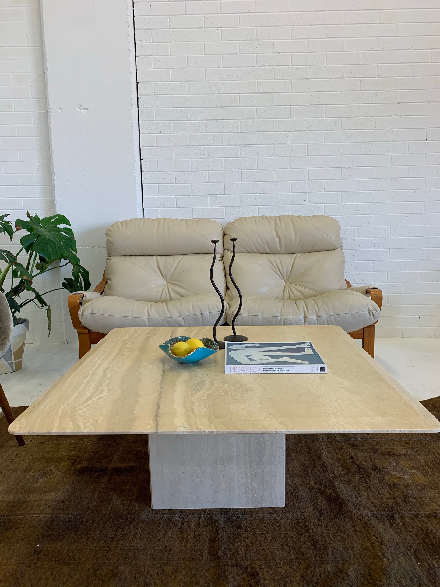 Vintage Italian Travertine Coffee Table