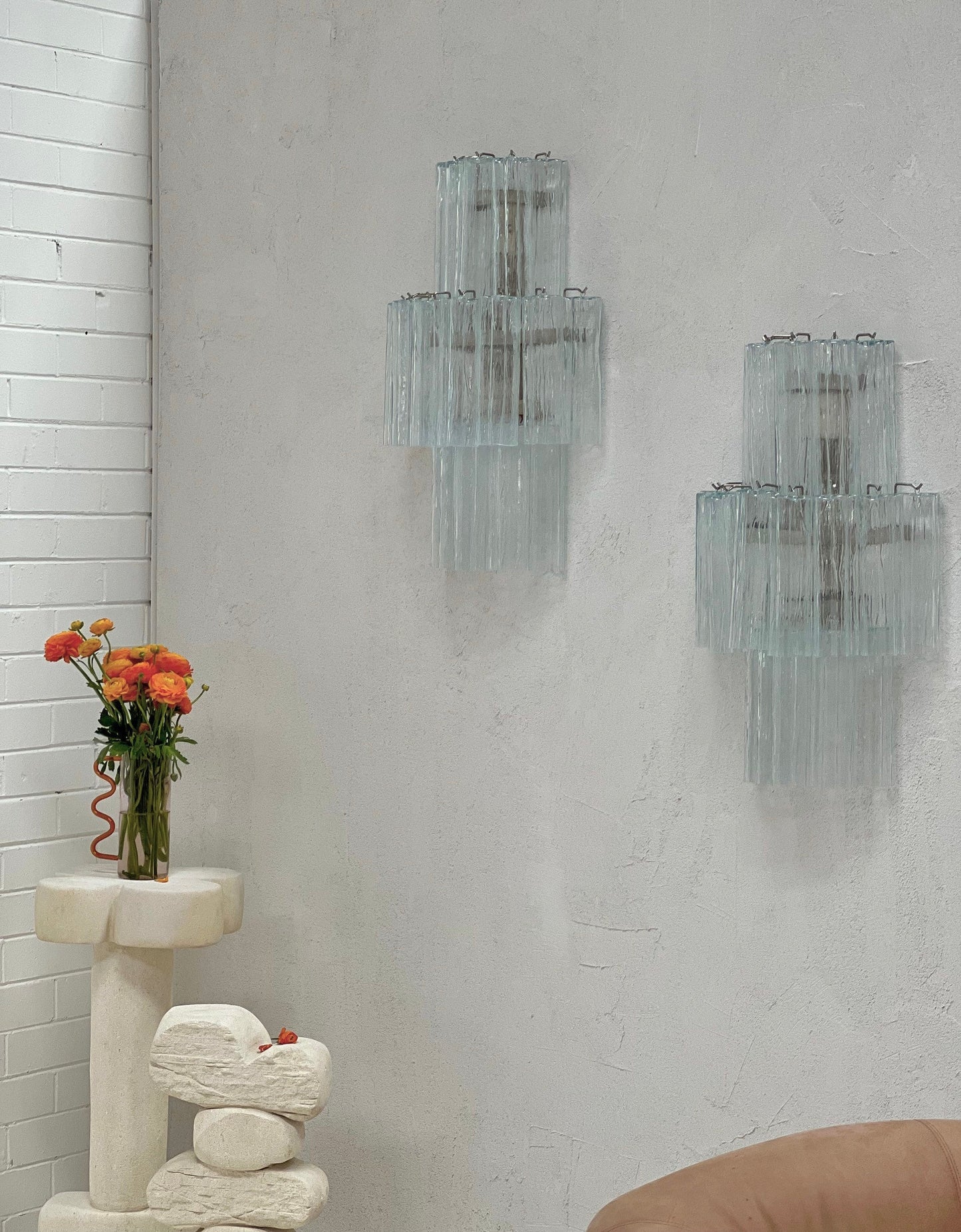 Murano Sconce - Venini TRONCHI CLEAR - Two Available