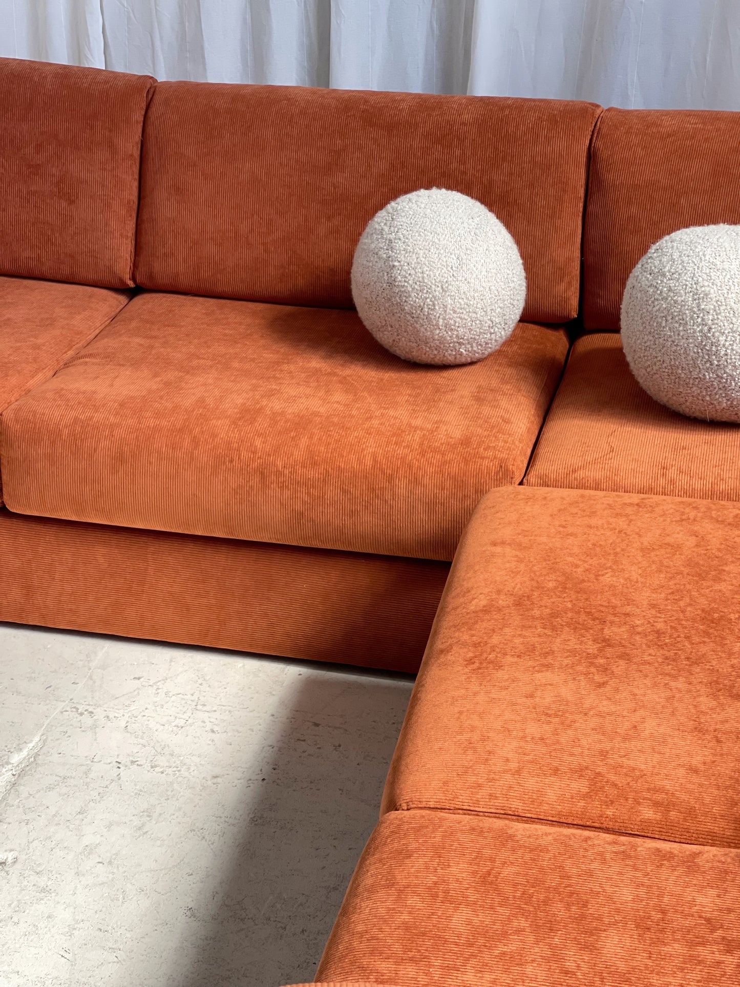 Rust Corduroy Vintage Modular Sofa