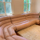 Vintage Modular Curved Blush Pink Leather Sofa
