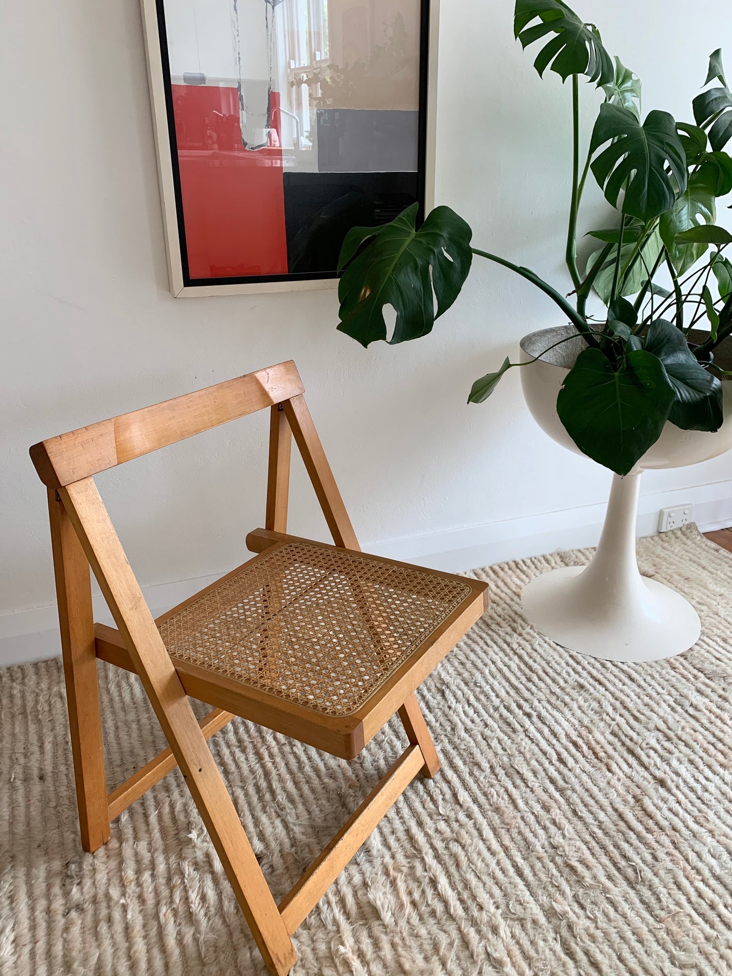 Original 1960’s Aldo Jacober and Pierangela d’Aniello “Trieste” Rattan Folding Chair