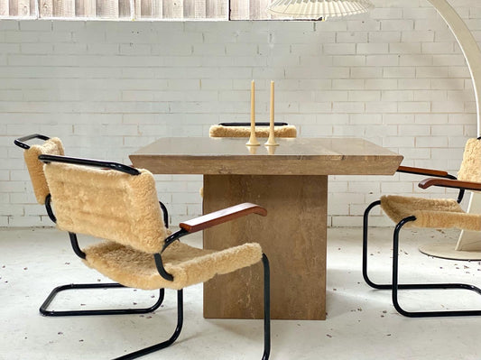 Brutalist Travertine Dining table