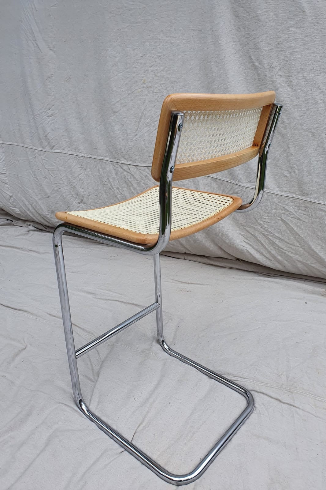 Set of Four Cesca Style Cane Bar Stools, made in Italy