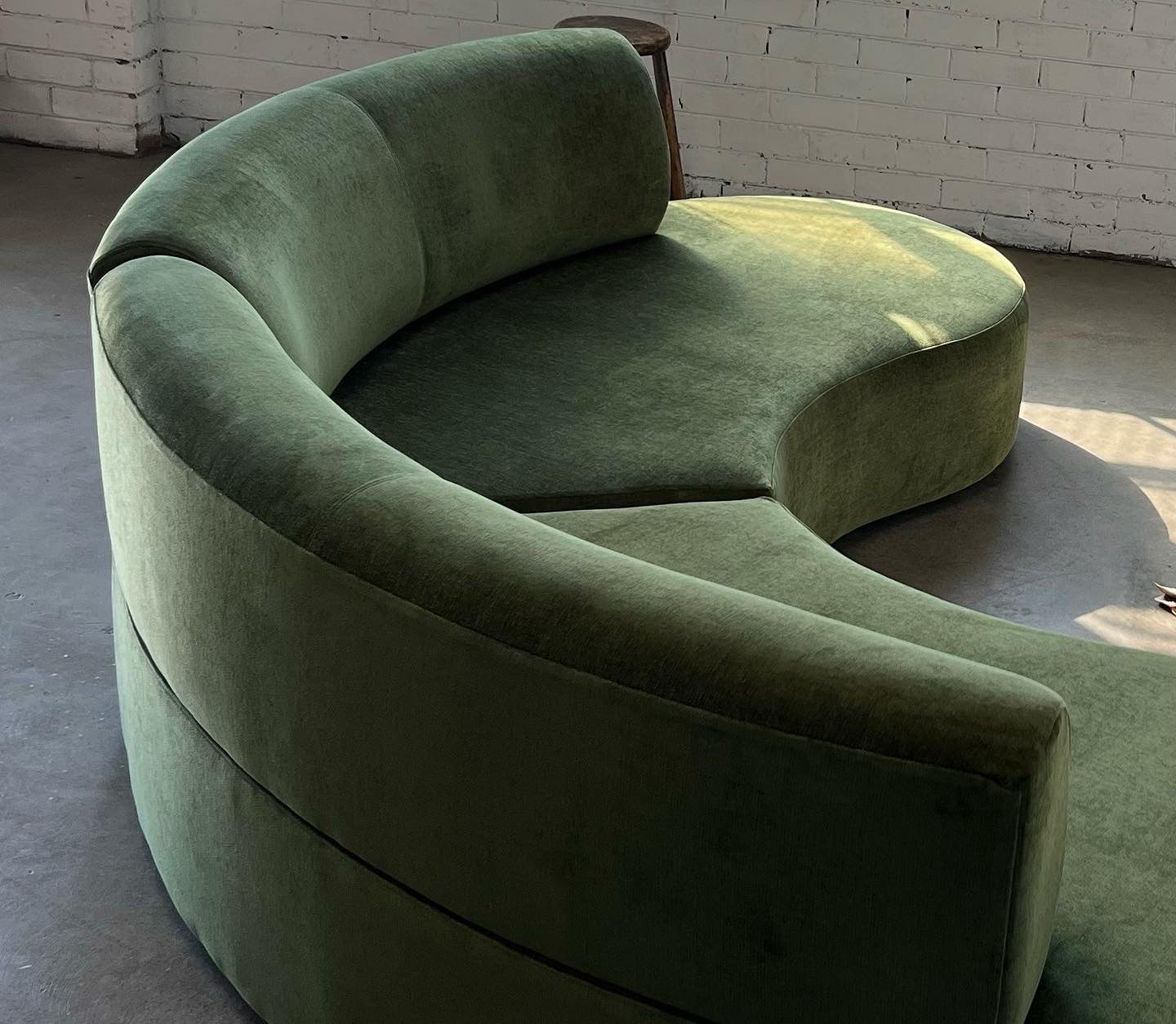 Bespoke Curved Sofa in Deep Botanical Green