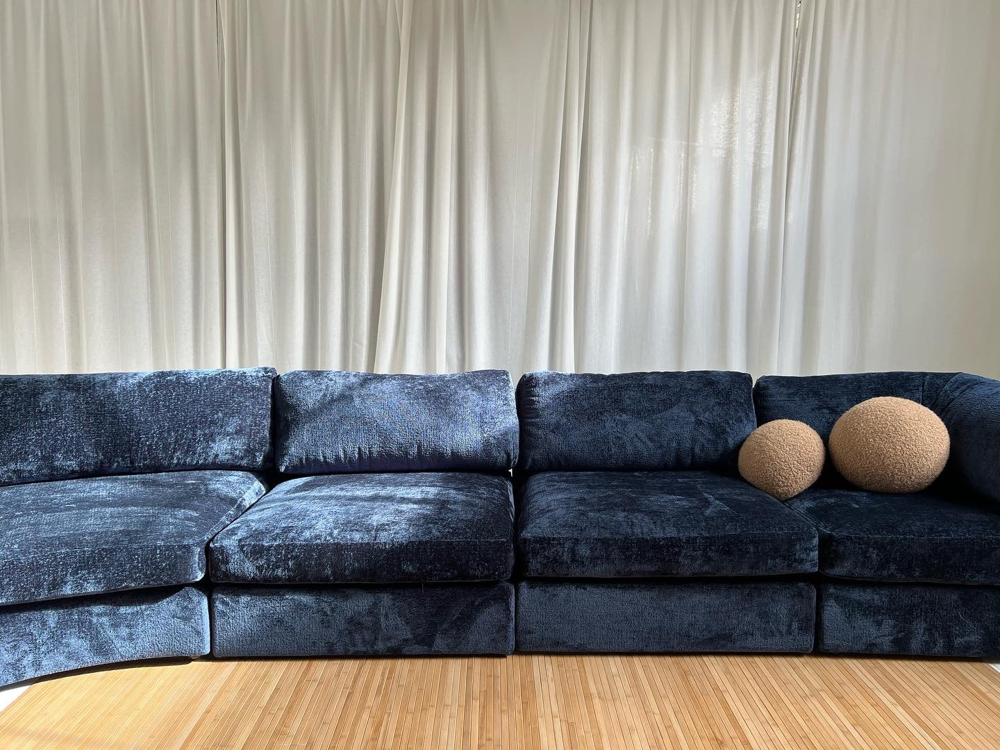 - Bespoke Curved Midnight Chenille Modular Sofa