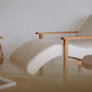 Sculptural Boucle & Wooden Chaise Lounge Chair