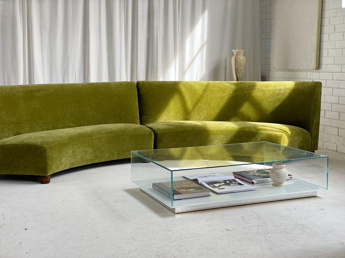 Bespoke Olive Curved Modular Sofa