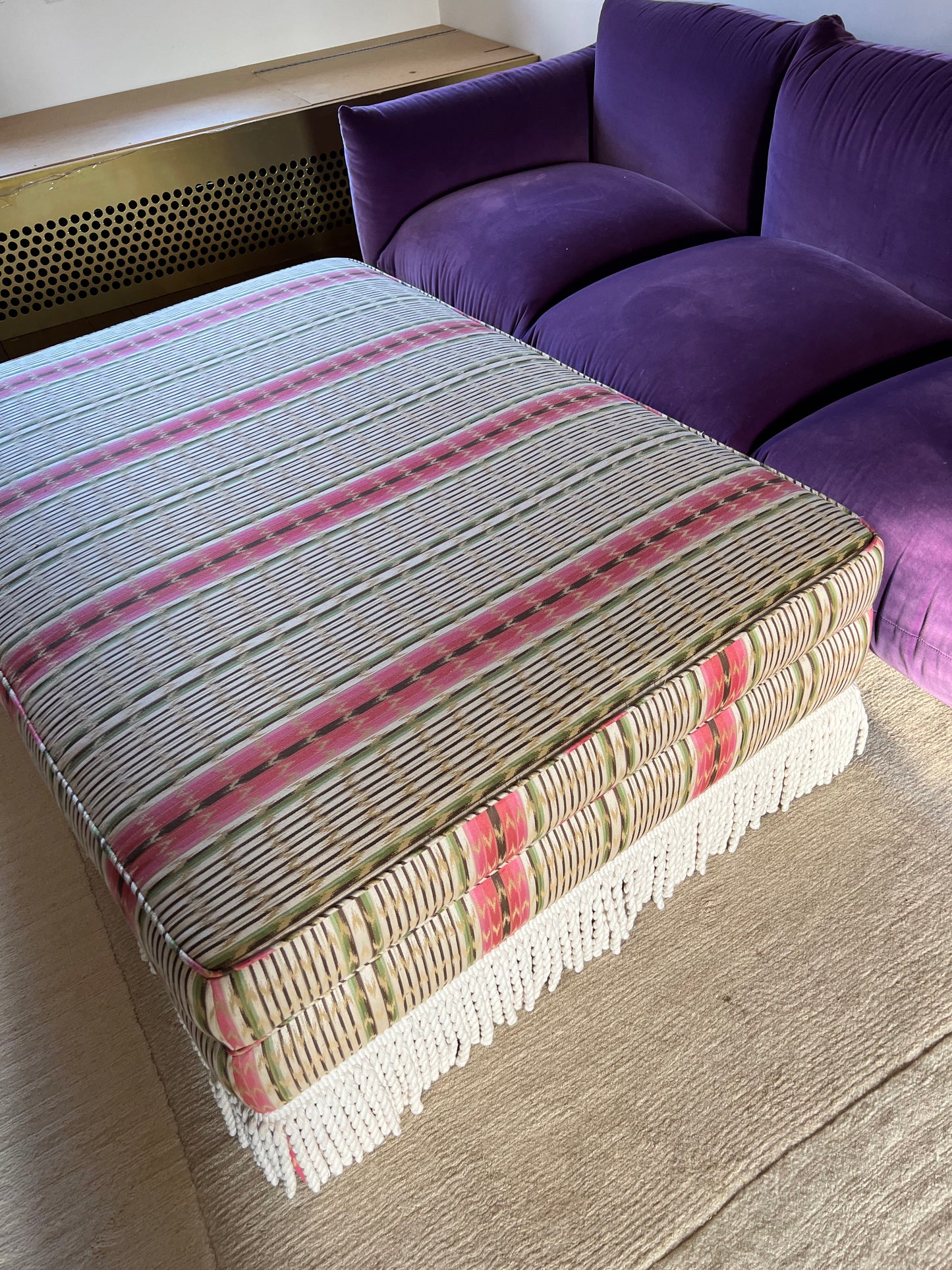 Oversized Ottoman with Bullion Fringe Skirt