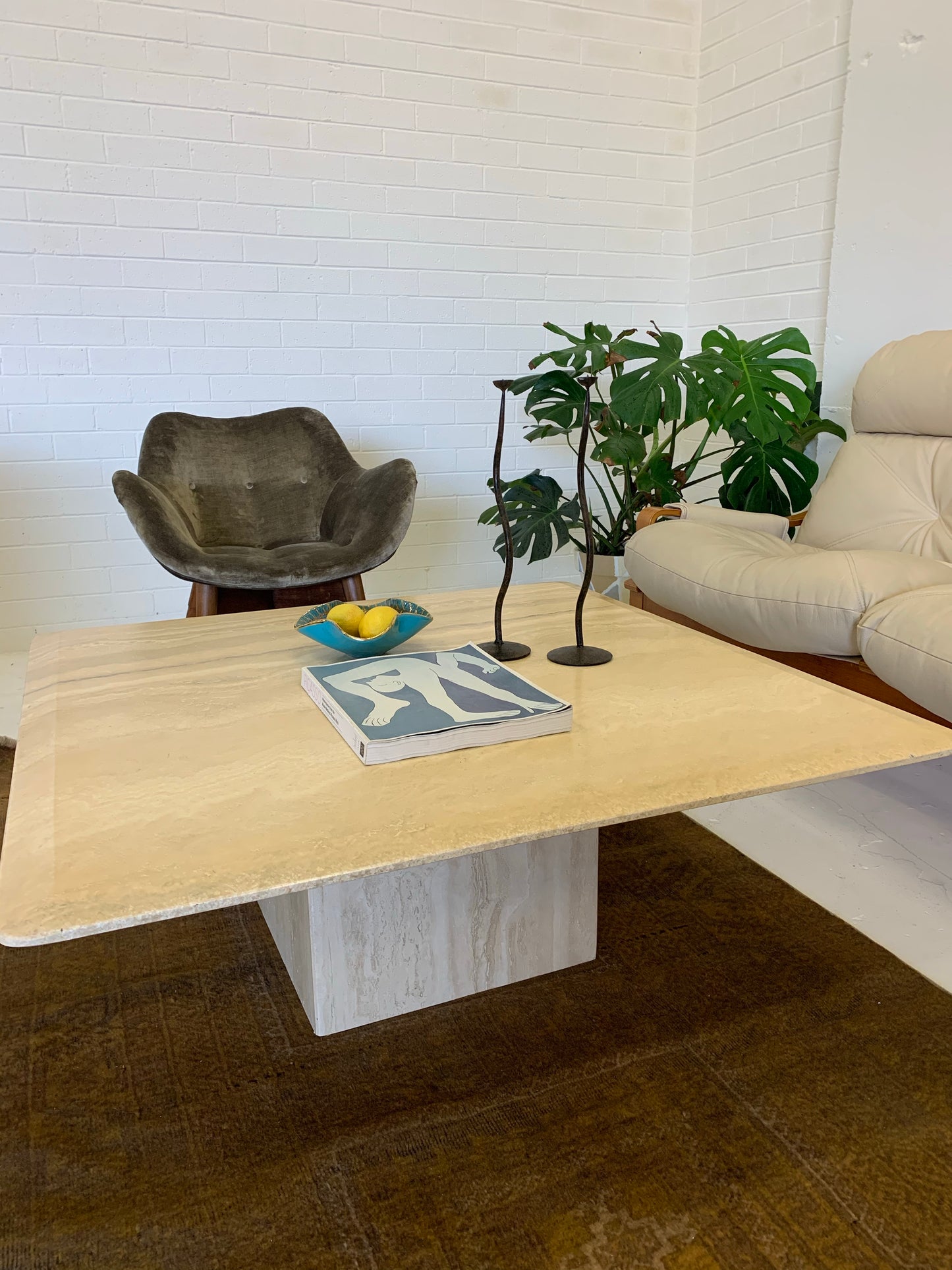 Vintage Italian Travertine Coffee Table