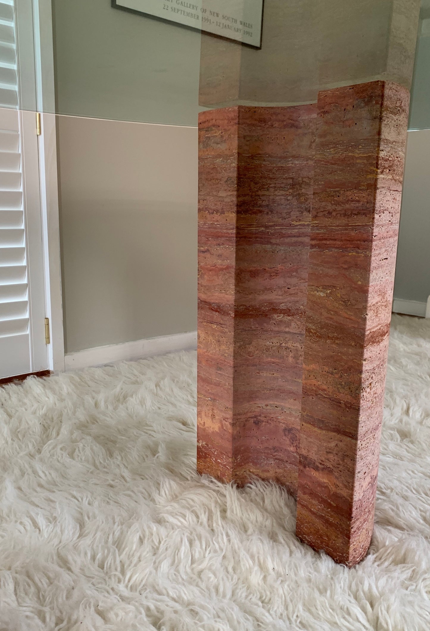 Rare Pink Travertine Table