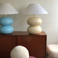 Powder Blue Double Bubble Lamp with White Conical Shade