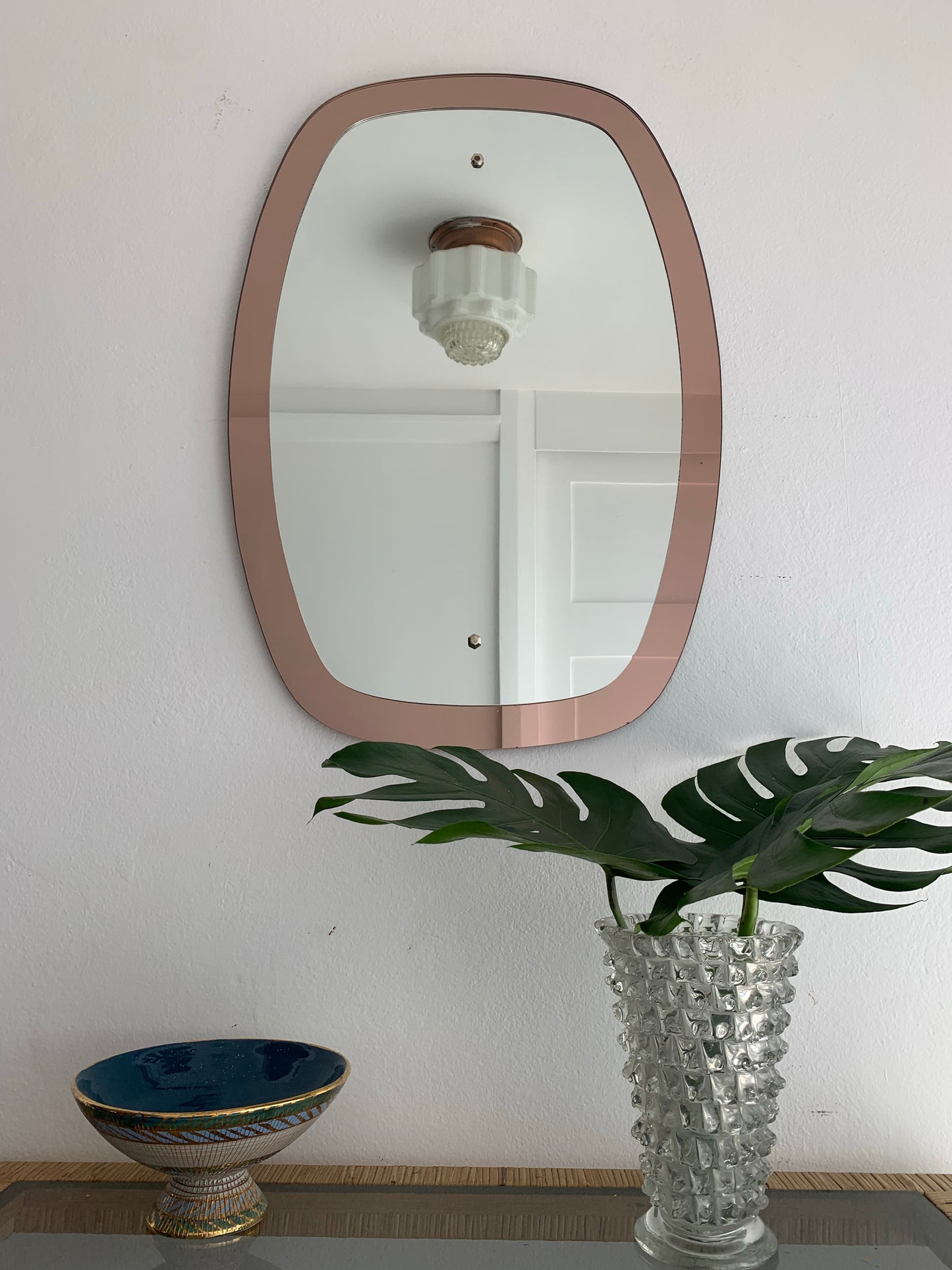 Italian 1950’s Pink Glass Mirror