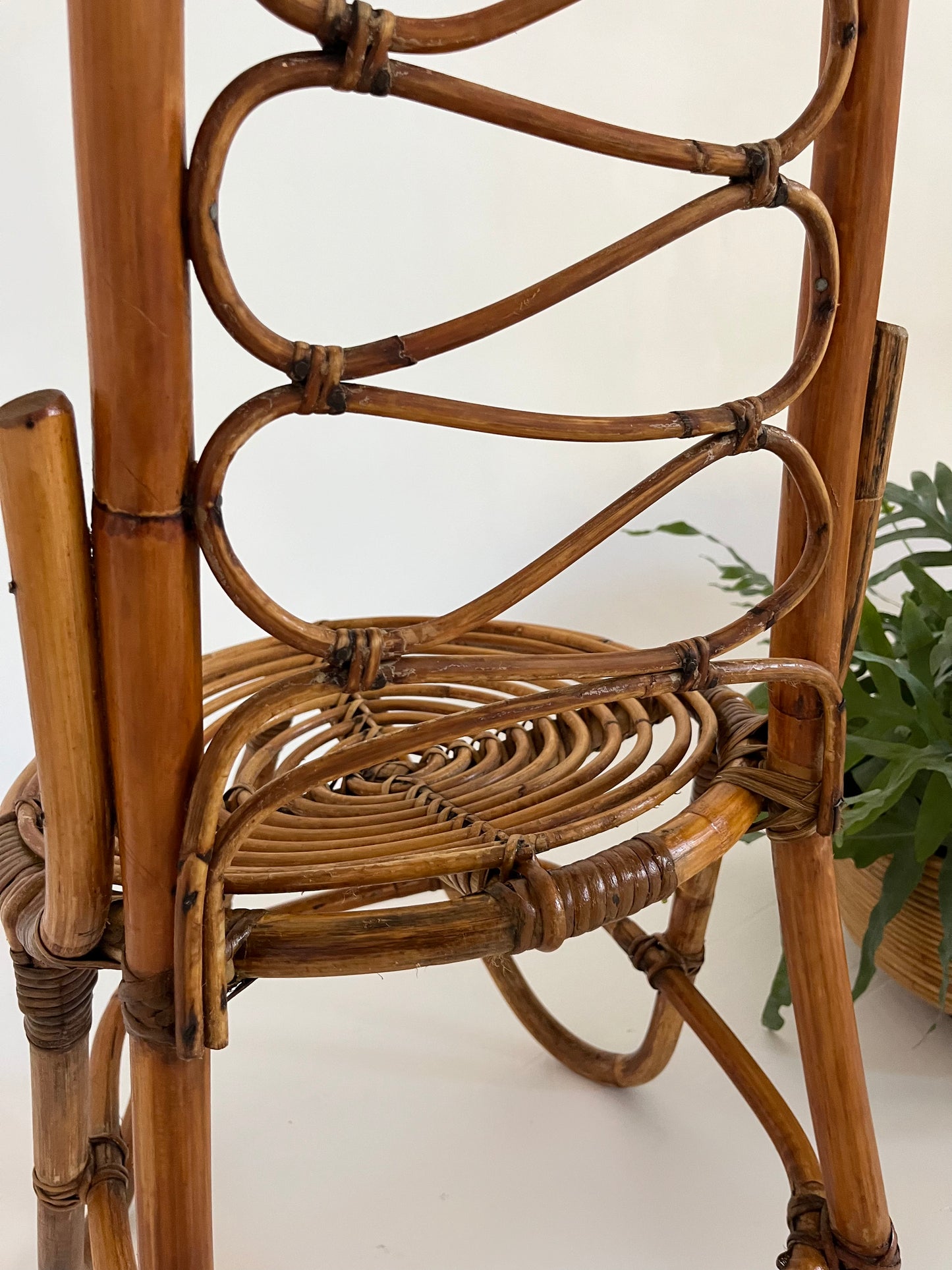 - Vintage Italian Bamboo High Back Chair