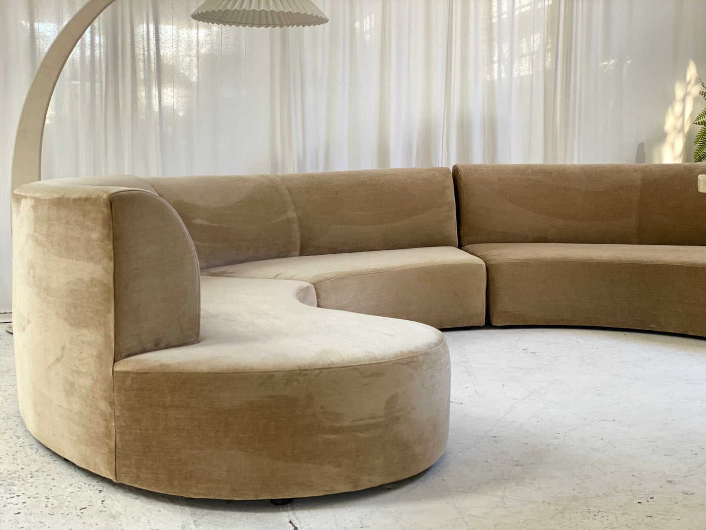Fawn Velvet Curvy Modular Sofa