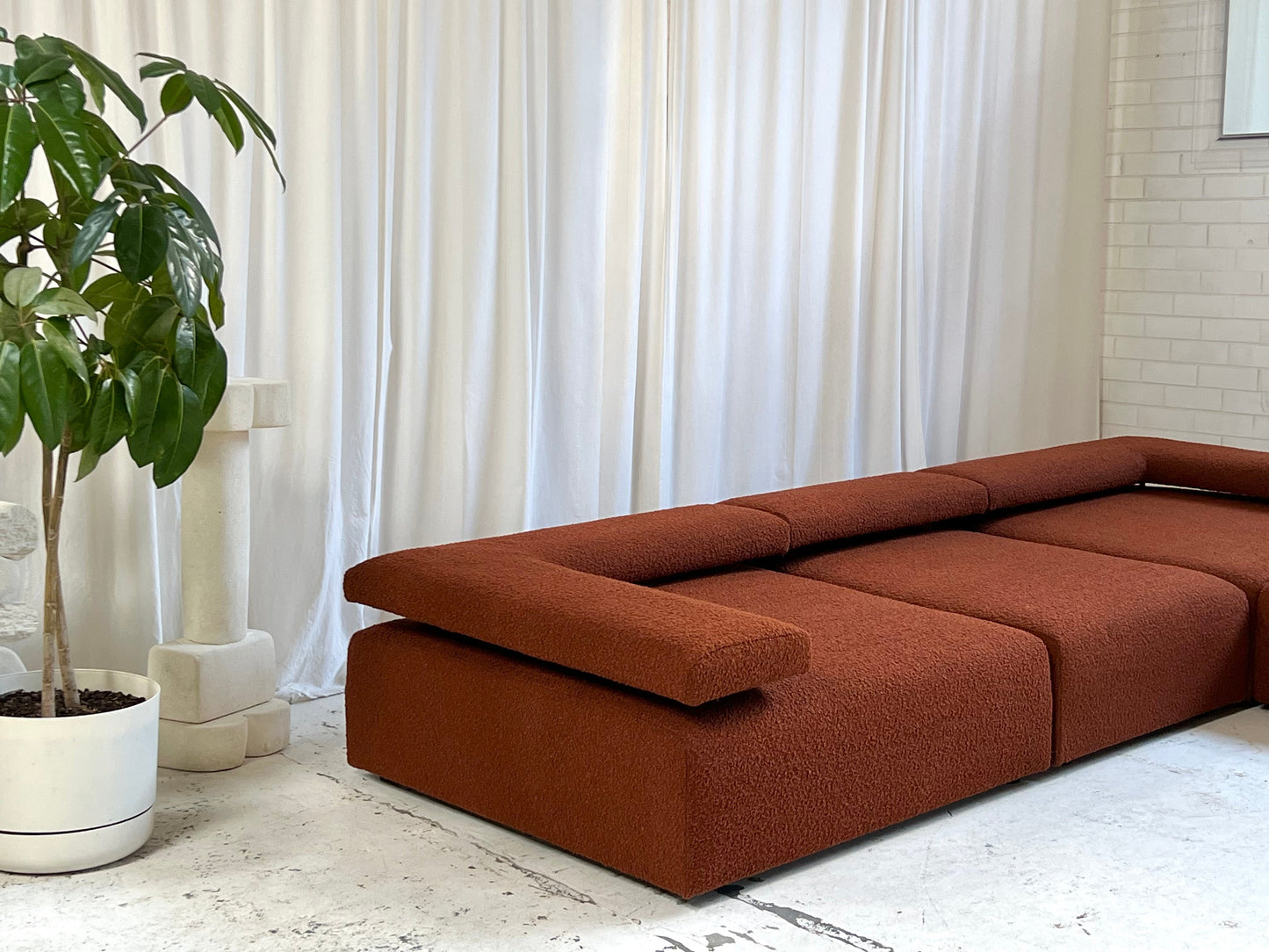 Large Bespoke Rust Boucle Modular Sofa