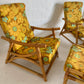 Bamboo Reclining Armchair and Foot Stool - Two Available