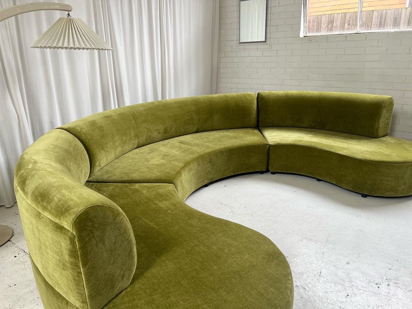 - Bespoke Olive Velvet Curved Modular Sofa