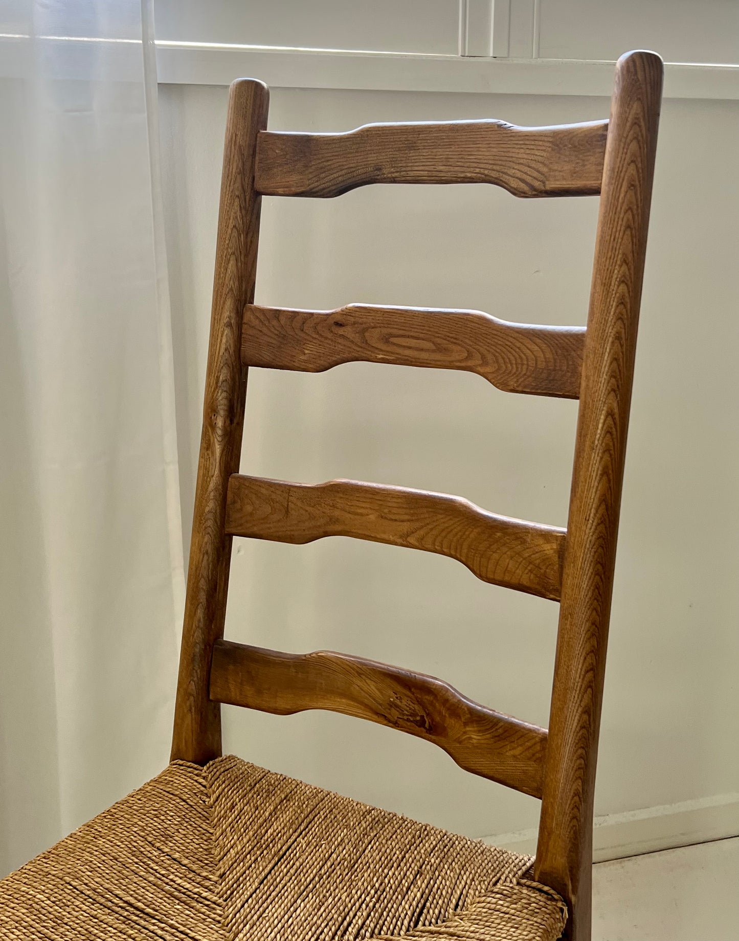 - Set of Eight Oak & Cord Dining Chairs