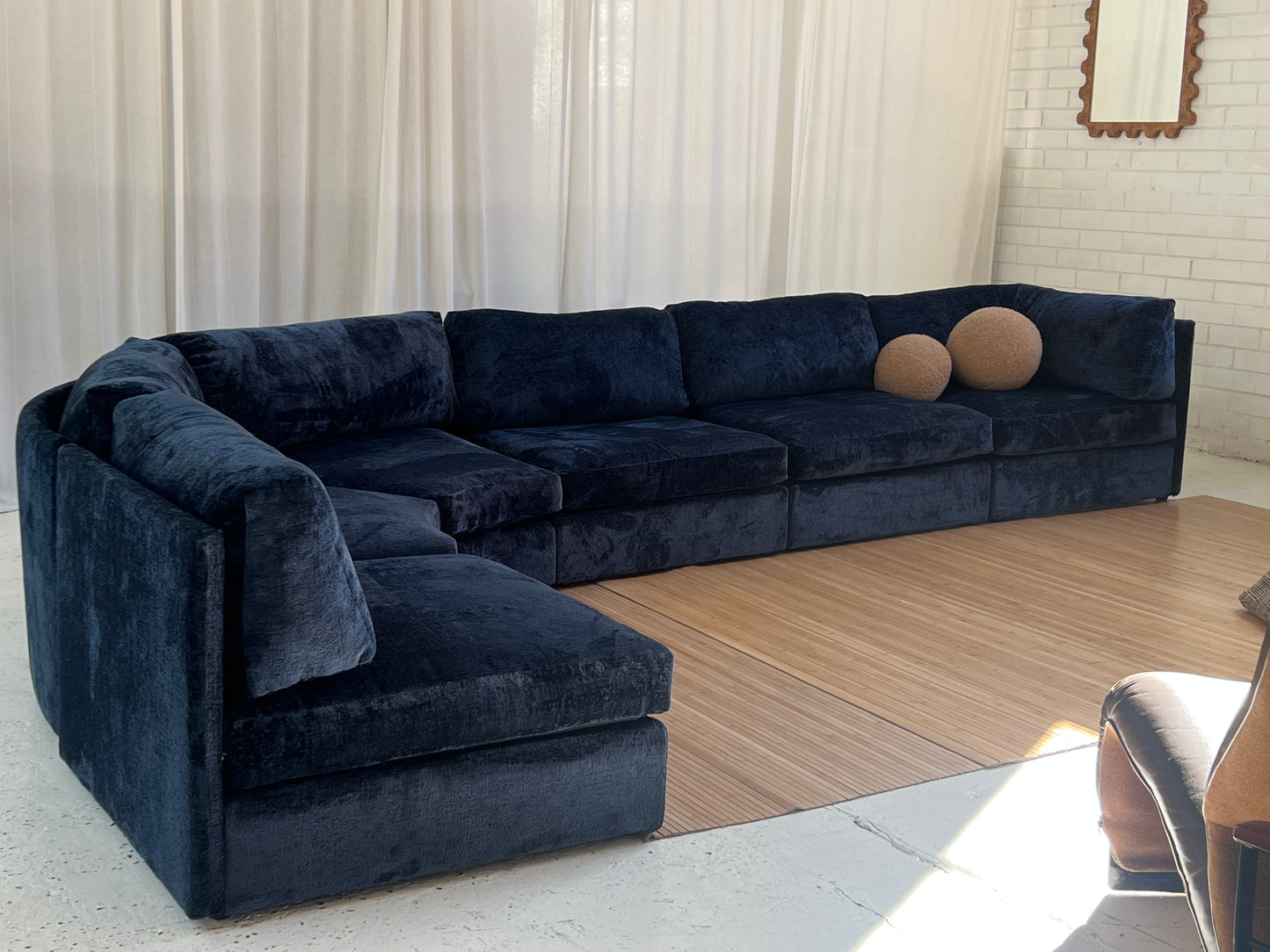 - Bespoke Curved Midnight Chenille Modular Sofa