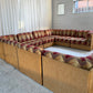 Vintage 9 Piece Geometric Corduroy Modular Sofa & Ottoman (Set)